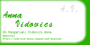 anna vidovics business card